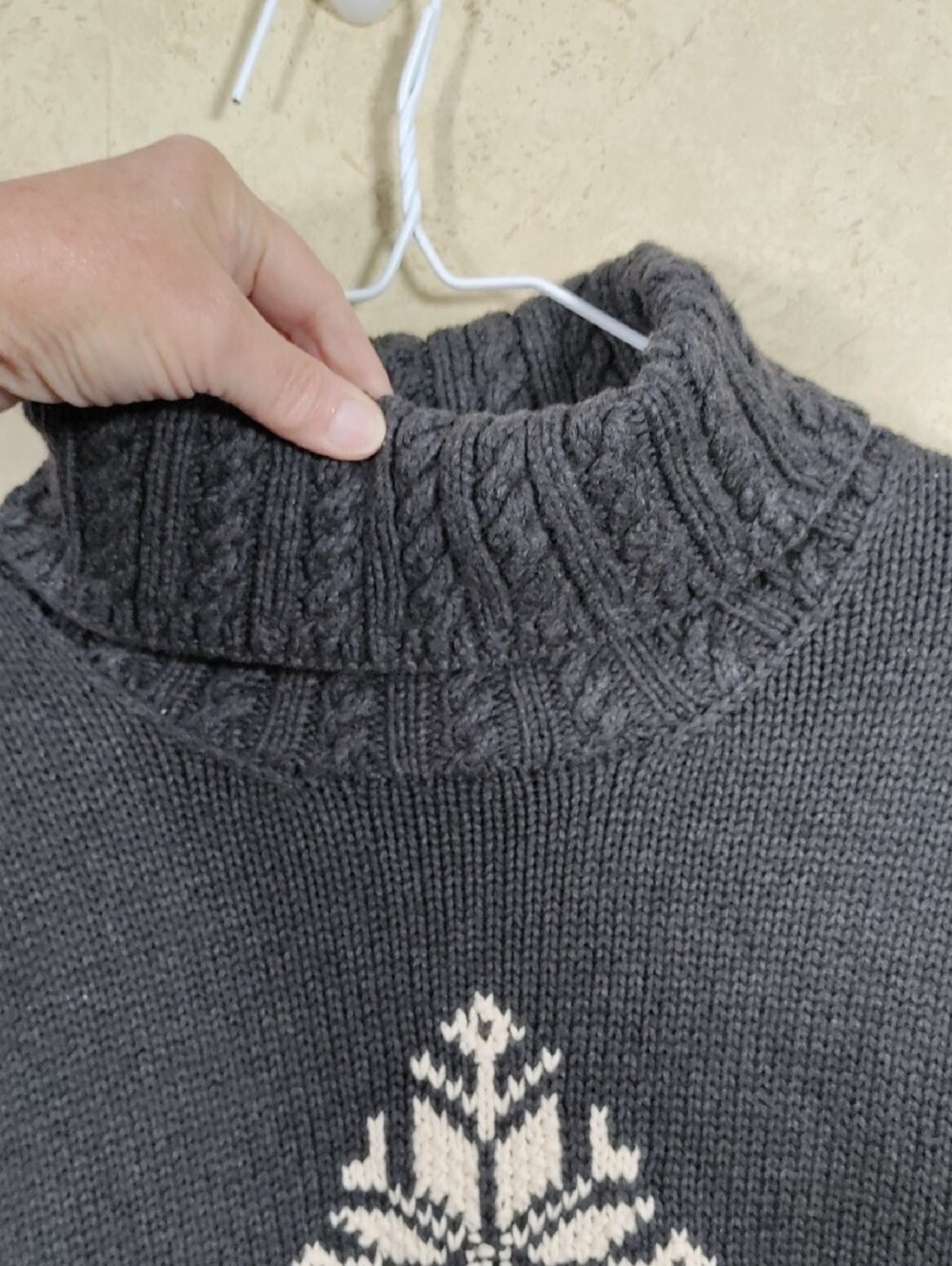 H140 Lauren Ralph Lauren Gray Cotton Hand Knit Turtleneck Sweater XL - Picture 2 of 12